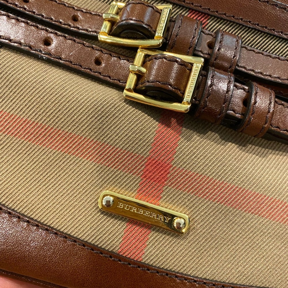 Burberry Brown Tan Plaid Crossbody Bag - Picture 3 of 14